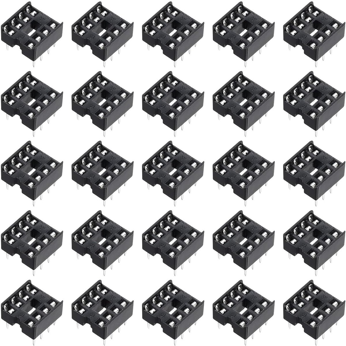 100 stuks DIP IC chip socket adapter 8 Pin IC assortiment kit 2,54 mm/0,1" pitch voor breadboard project, PCB printplaten design