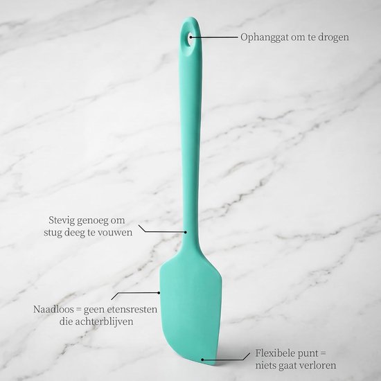 315 °C hittebestendige siliconen deegschrapers, set van 3, turquoise - 29 cm grote siliconen spatel met antiaanbaklaag, flexibele zachte taartschraper, deegspatel voor bakken — afbeelding 5