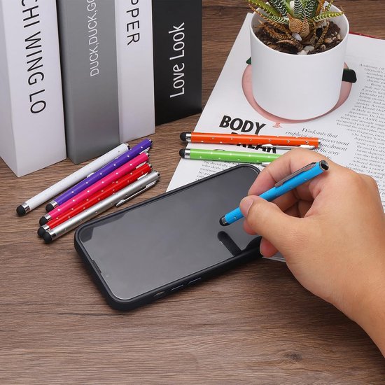 10 stuks glitter strass stylus pennen voor touchscreen universeel metaal capacitieve pen voor mobiele telefoon alle capacitieve touchscreen-apparaten rozenrood — afbeelding 2