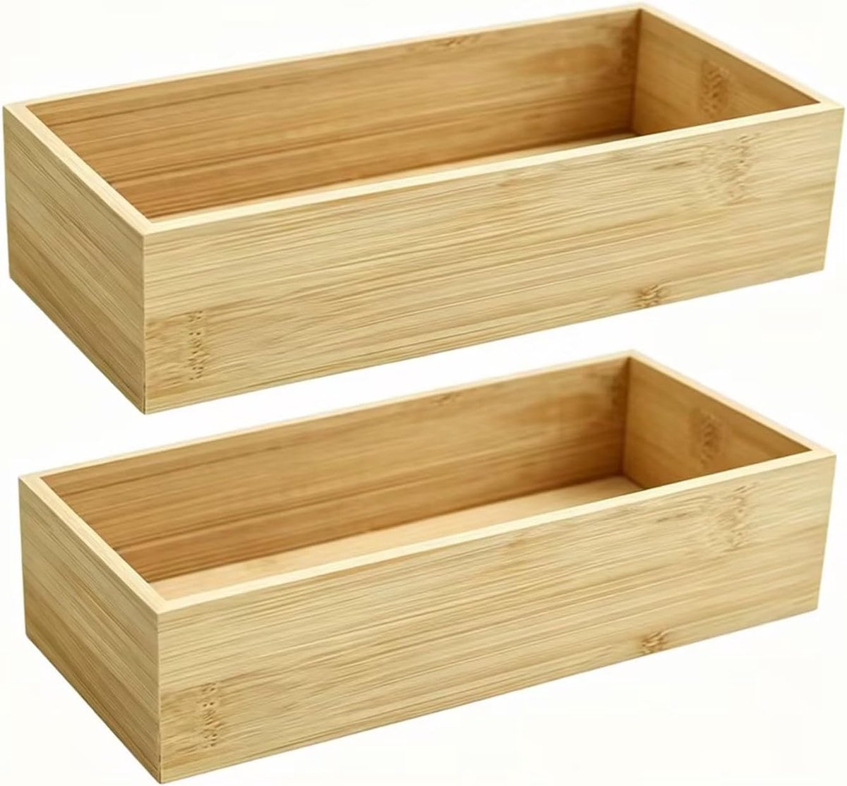 2 stuks opbergdoos, houten opbergdoos, houten boxen, opbergdoos, houten organizer, lade-organizer van bamboe voor keuken, make-up, kantoor, make-uptafel