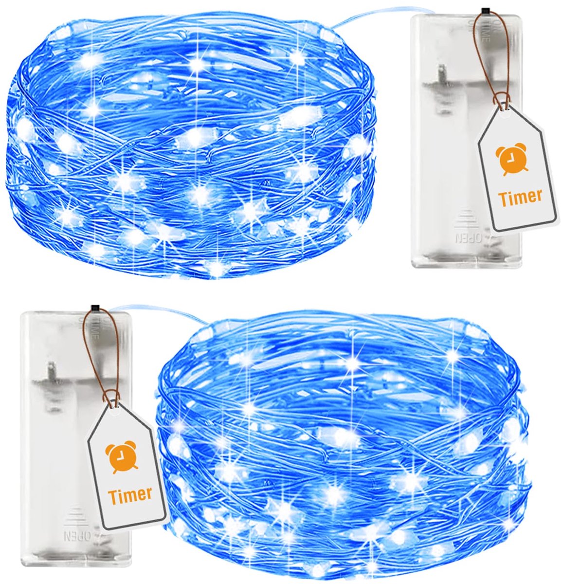 Lichtsnoer op batterijen 2 m - 20 leds - micro zilverdraad - sfeervolle decoratie voor binnen - SnelShoppen