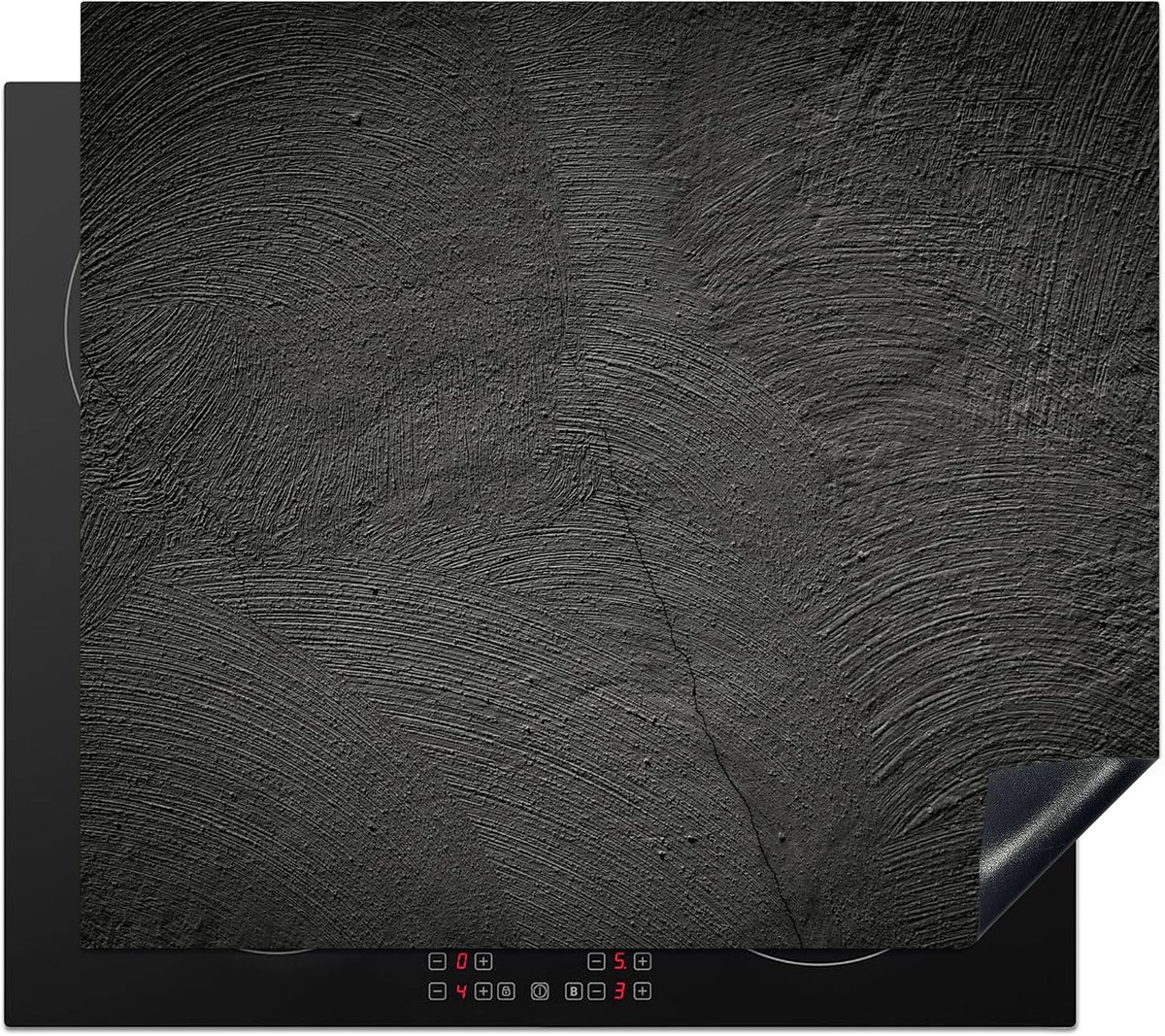 Inductie Beschermer 59x52 cm Keuken Decoratie Kookplaat Beschermer voor Inductiekookplaat Afdekplaat Anti Slip Mat - Beton - Zwart - Industrieel