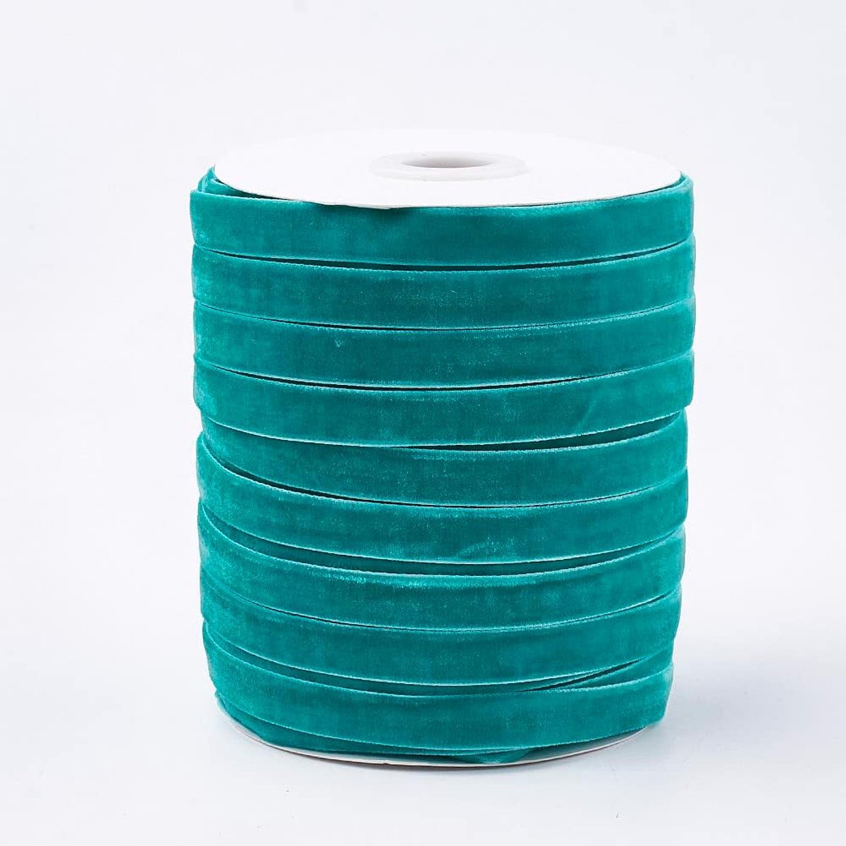 50 Yards Fluwelen Lint 3/8 "Single Face Satijn Lint Roll Decorating Lace Trim voor Gift Pakket Wrapping Haar Boog Clips Maken Licht Zee Groen