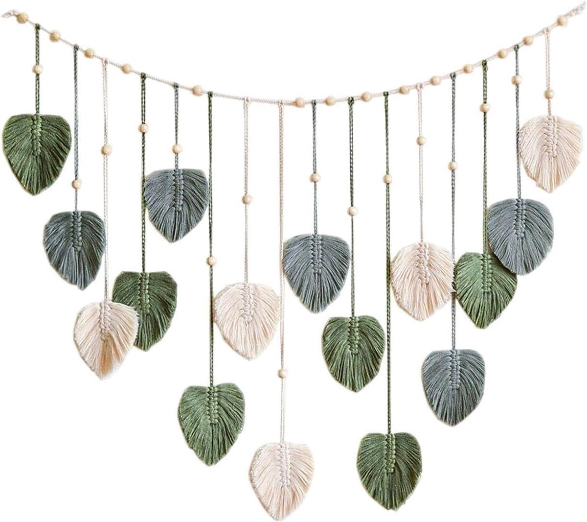 1 Set Natuurlijke Plaat Jacquard Maaswandken En 1 Stuk Groen Bladschakelaarstickers, Wanddecoratie In Boho-Stijl, Woonkamer En Slaapkamer Wanddecoratie.