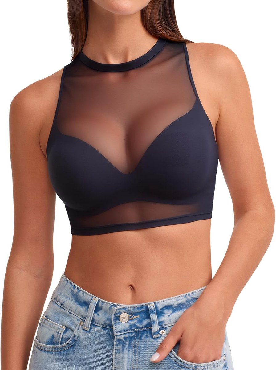 Top Dames Sexy Kanten Tank Tops, Mesh Top Dames Voor Club Party Transparant Mesh Top Festival Outfit Dames Rave