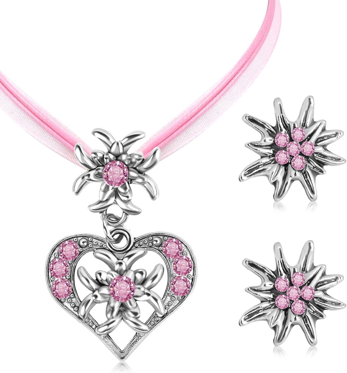 Klederdrachtsieraad voor dames, klederdrachtketting Wiesnherz voor dames, bierfeest, klederdracht, dirndl, outfit accessoires