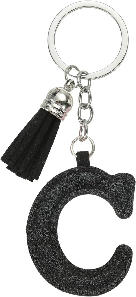 Alfabet Initial Letter Sleutelhanger, Leuke Lederen Sleutelhangers met Kwastje Brief Hanger Charm voor Vrouwen Sleutel