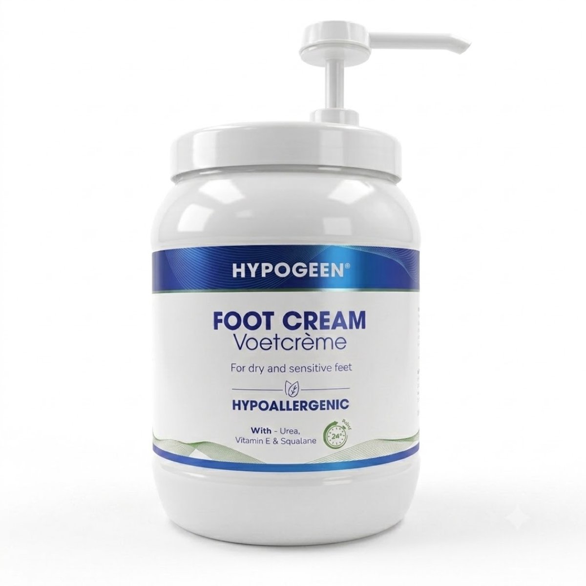 Hypogeen Voetcrème - Hypoallergeen - Voor Droge & Gevoelige Voeten - Met Squalaan & Ureum - PH Neutraal - Hydraterende Voetverzorging - 1500ml Pompflacon