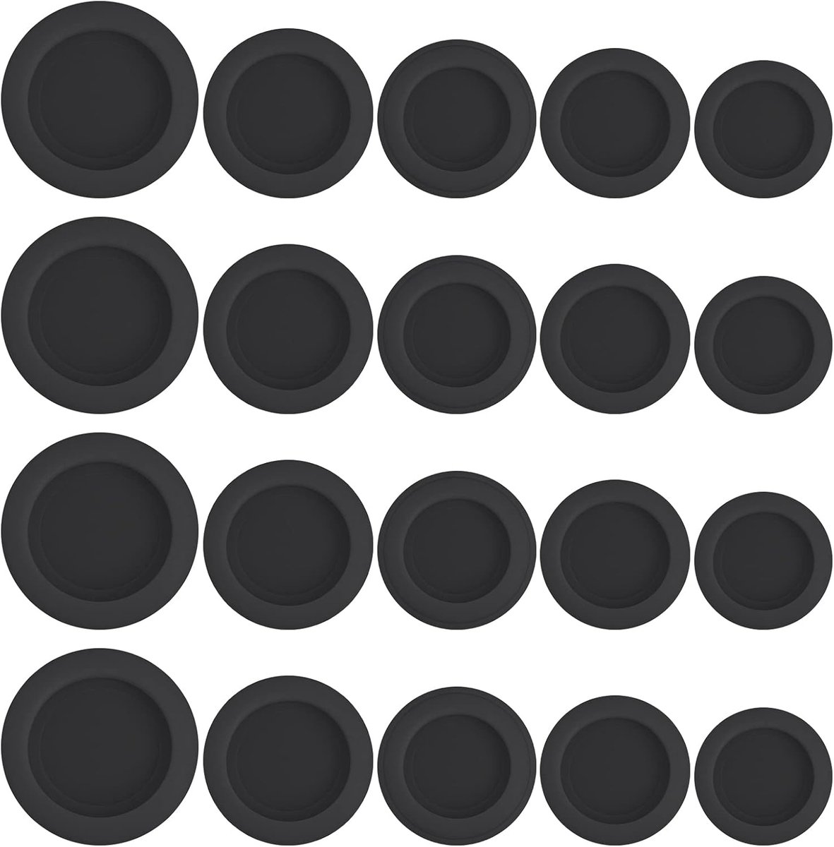 20 stuks rubberen spaarpot, zwart, rubber, afsluitstoppen, 5 maten, zwarte kunststof spaarpot, afsluitstoppen, spaarvarken, ronde rubberen stoppen voor spaarpotten | Kunststof spaarpot afsluitstop spaarvarken ronde rubberen stop stop voor spaarpotten