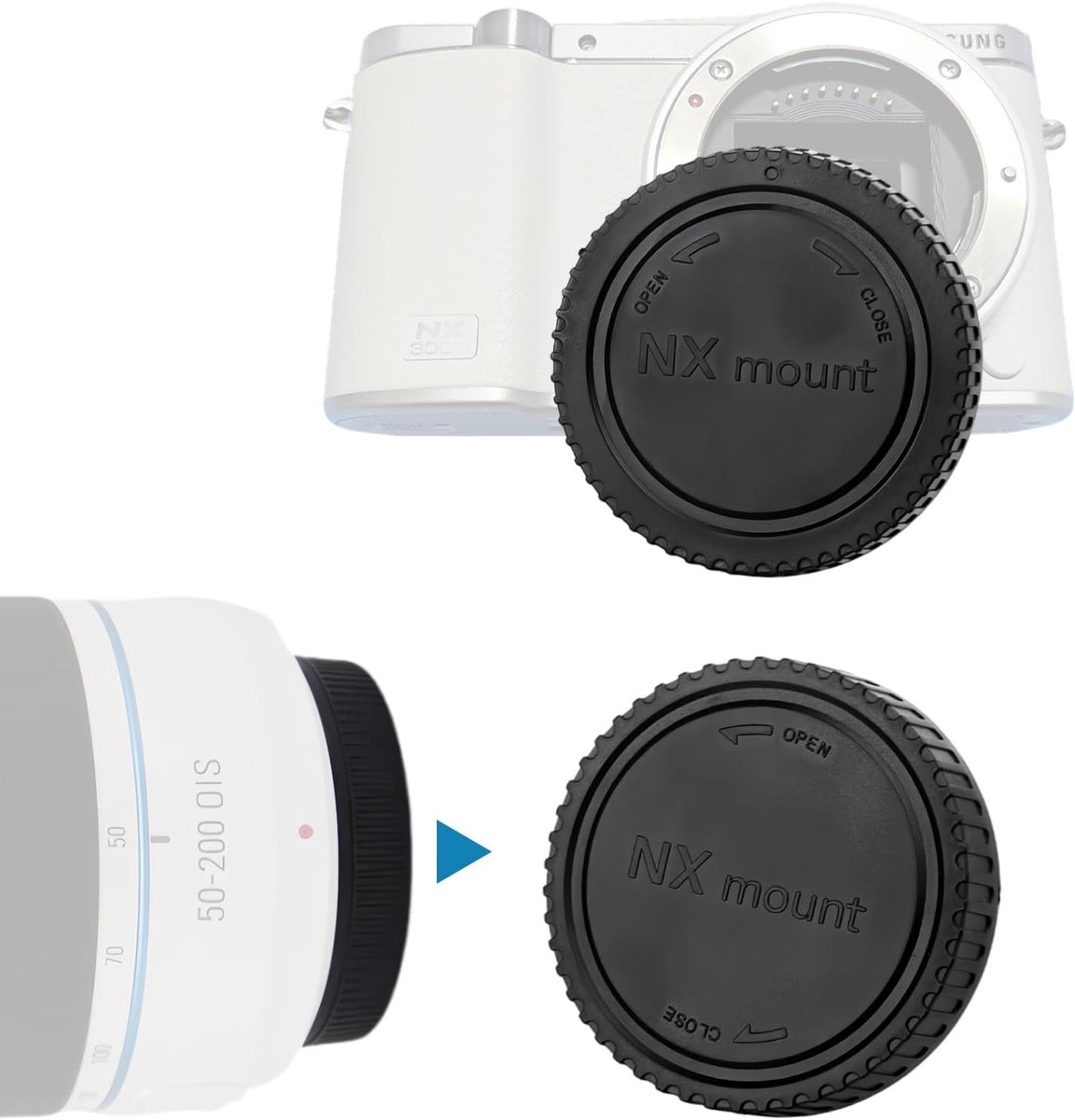 Camera body en achterlensdop - Compatibel met NX-mount - Beschermt camera en lens tegen stof - Eenvoudig op te bergen - ShopVlot