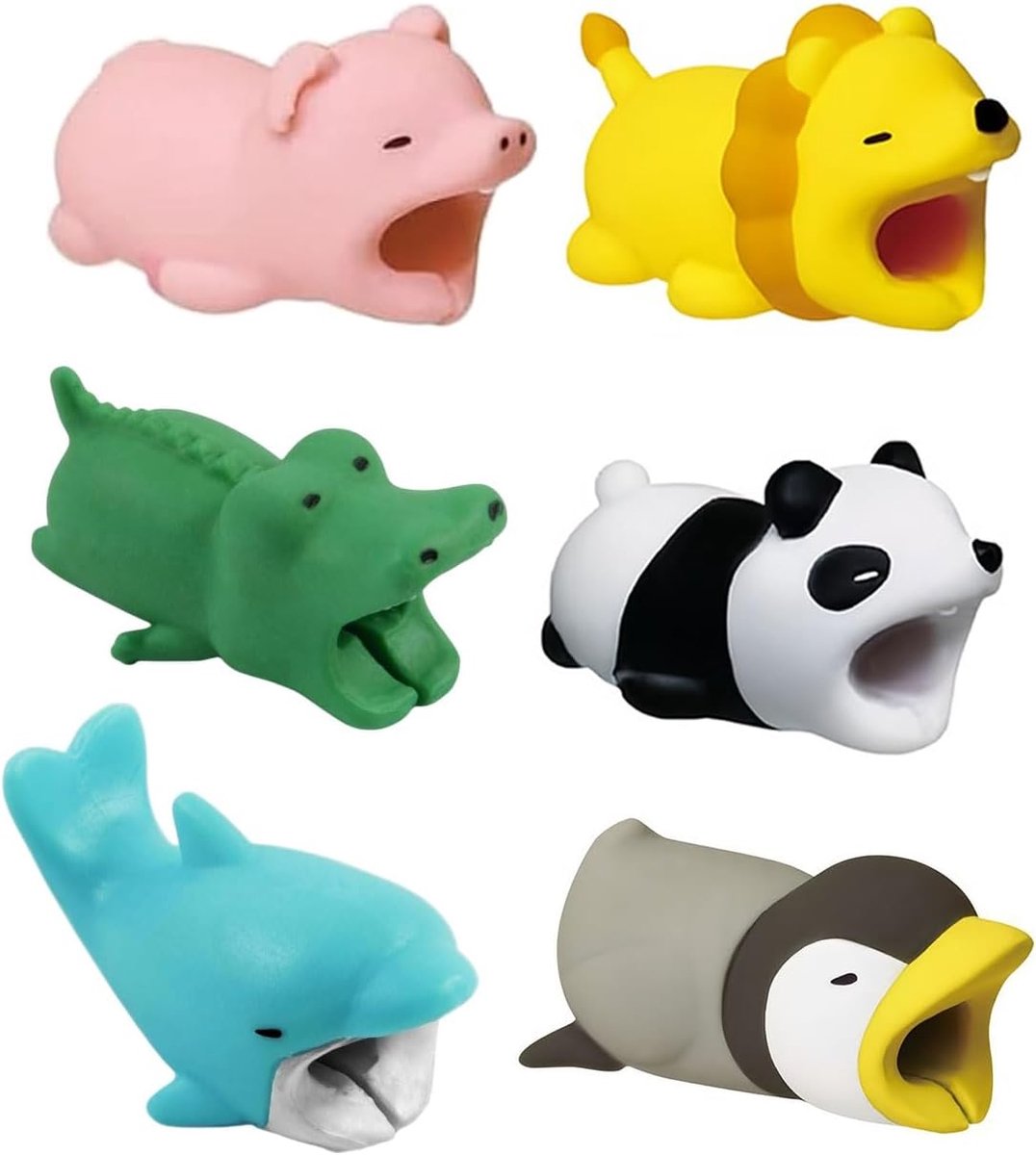 Kabelbeschermer 6 Stuks - Dieren Data Kabel Bescherming - Schattige PVC Covers - Voorkomt Beschadiging - ShopVlot