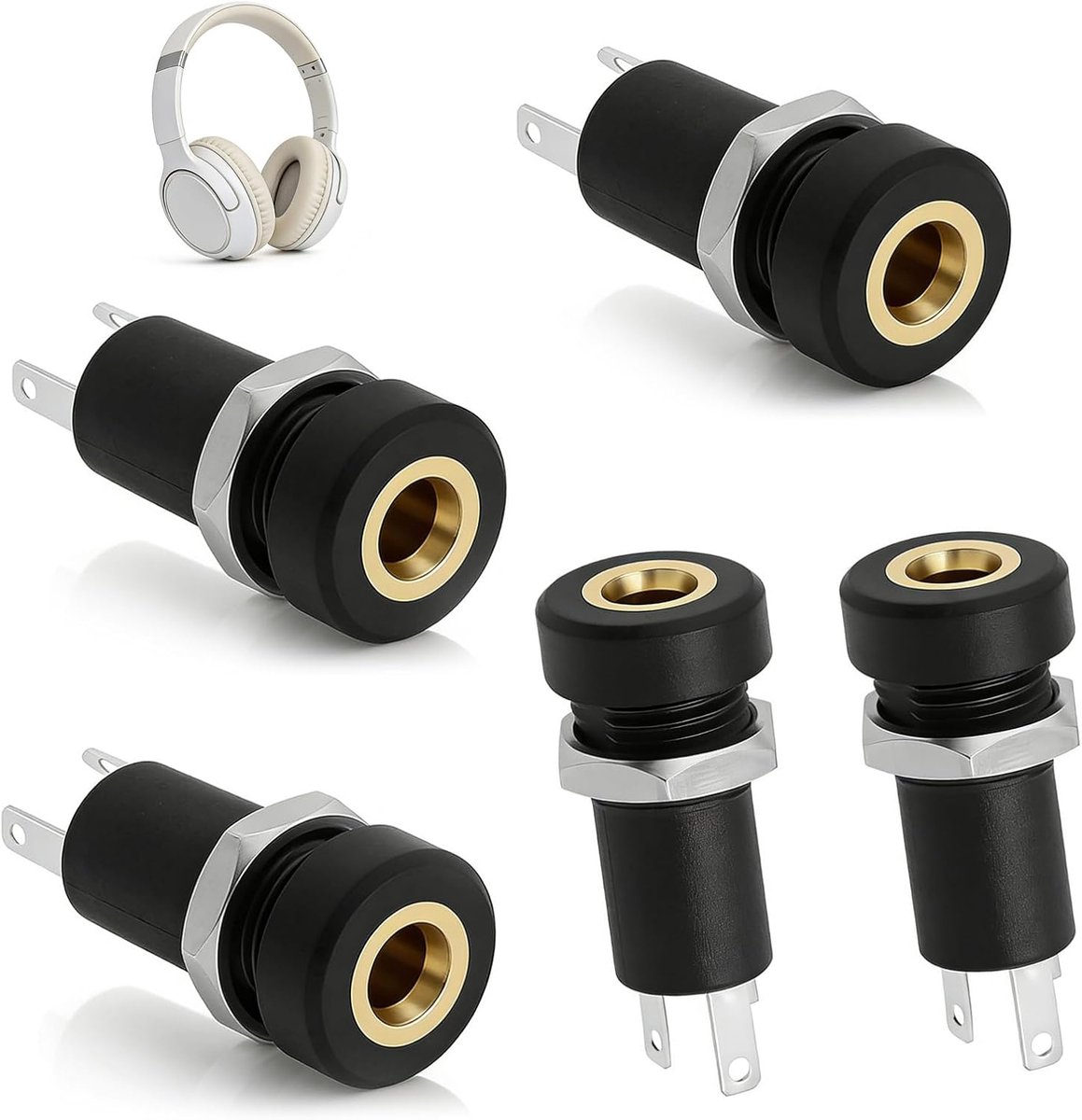 Stereo jack 0.3 cm - flush-mount met moer - zwart paneel - uitbreiding voor audioapparaten - ShopVlot