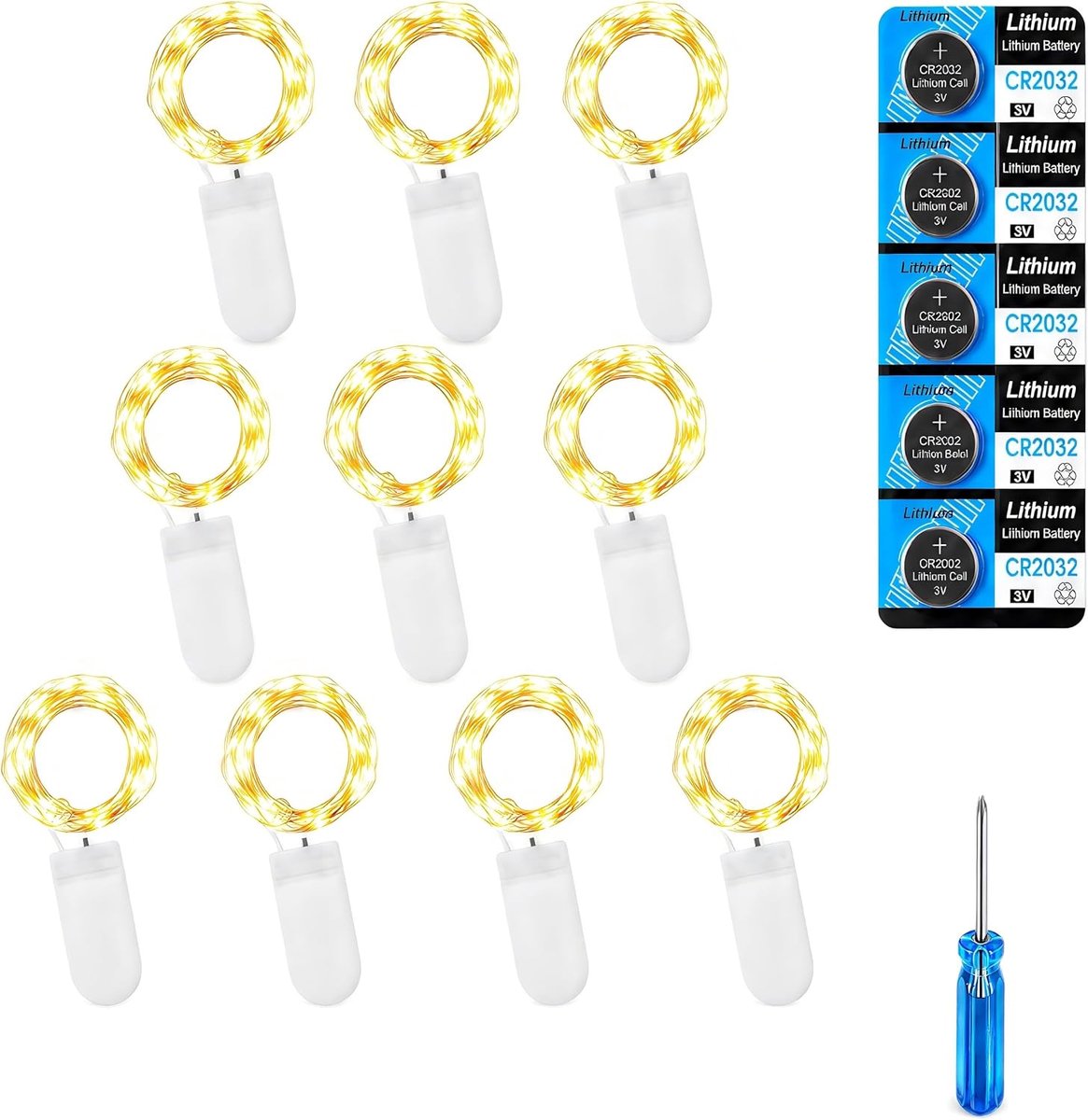 Lichtsnoer batterij mini-led - koperdraad - warmwit - flexibele decoratie - ShopVlot