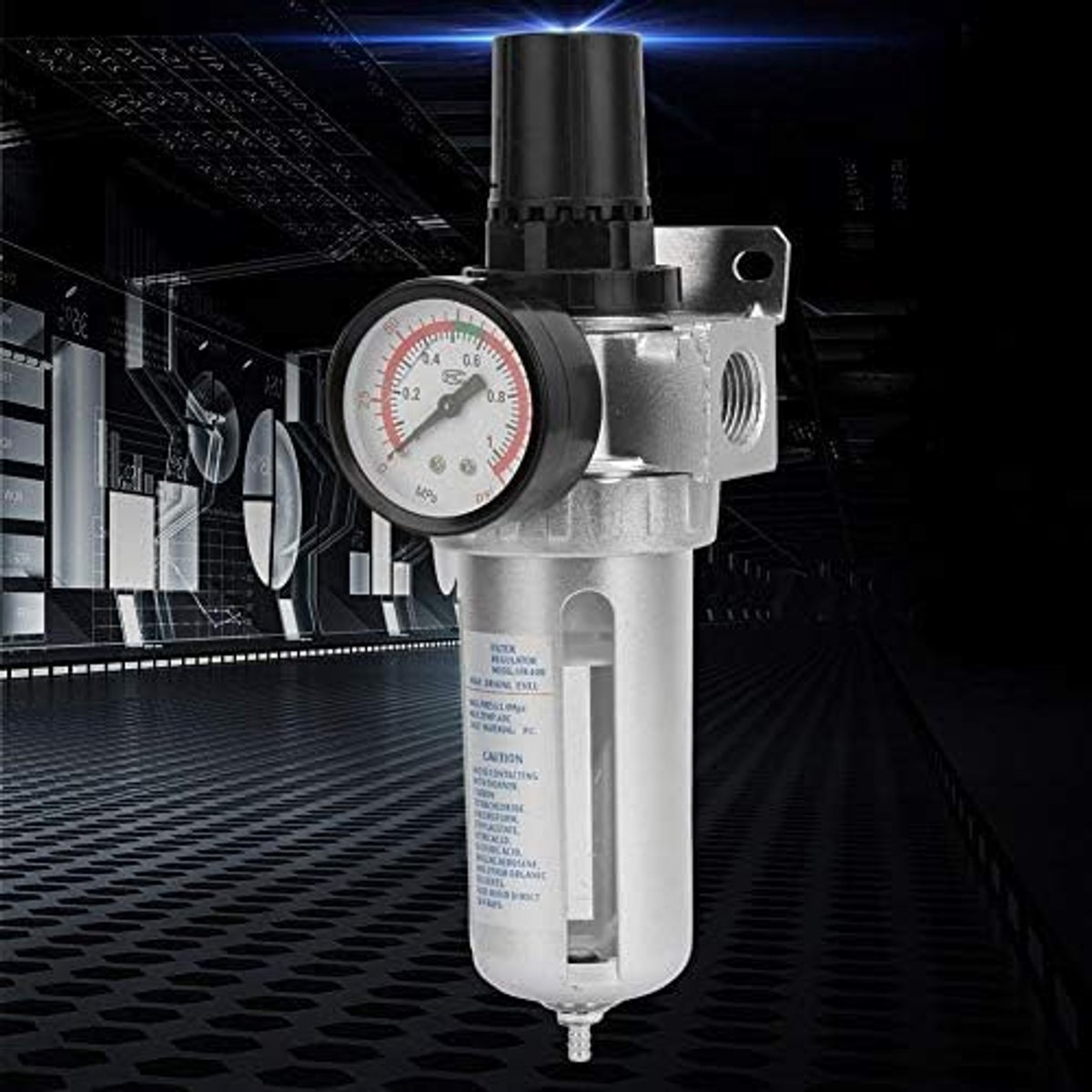 Luchtcompressor filter regulator met manometer - 1/2" aansluiting - vocht afscheider - voor schone lucht - ShopVlot