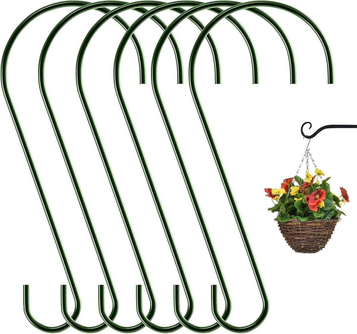 Haken voor planten 30 cm - extra lange S-vormige haken - robuust metaal - ideaal voor vogelvoederhuisjes - ShopVlot