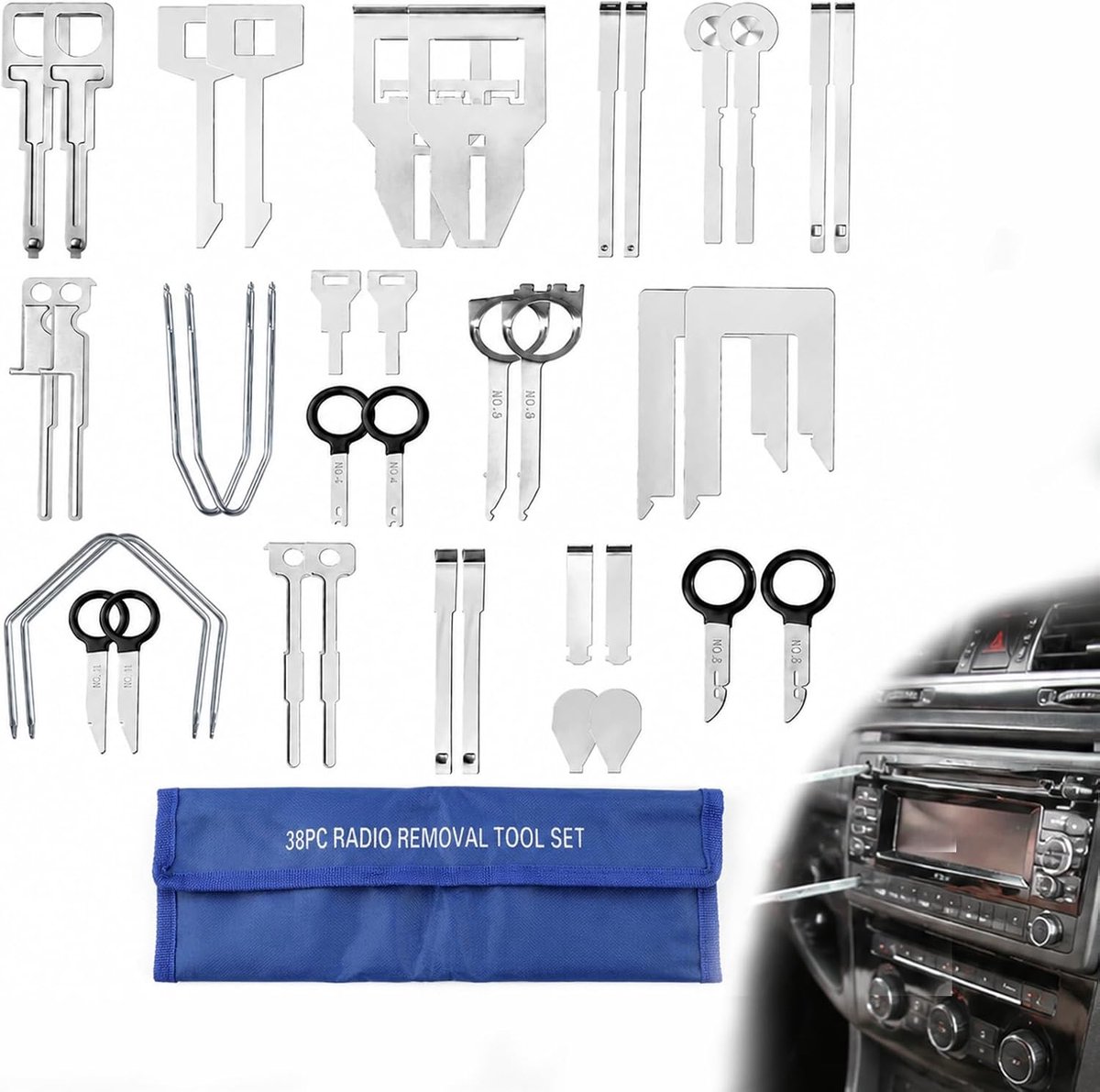 Demontagetools auto 38-delig - Professionele set - Geschikt voor autoradio's - Eenvoudige ontgrendeling - ShopVlot