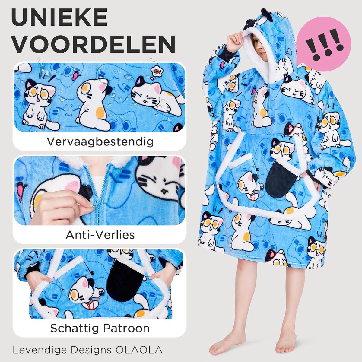 Slaapdeken met Mouwen en Kap - Oversized Sherpa Fleece - Met Zakken - Perfect voor Koudere Avonden - ShopVlot