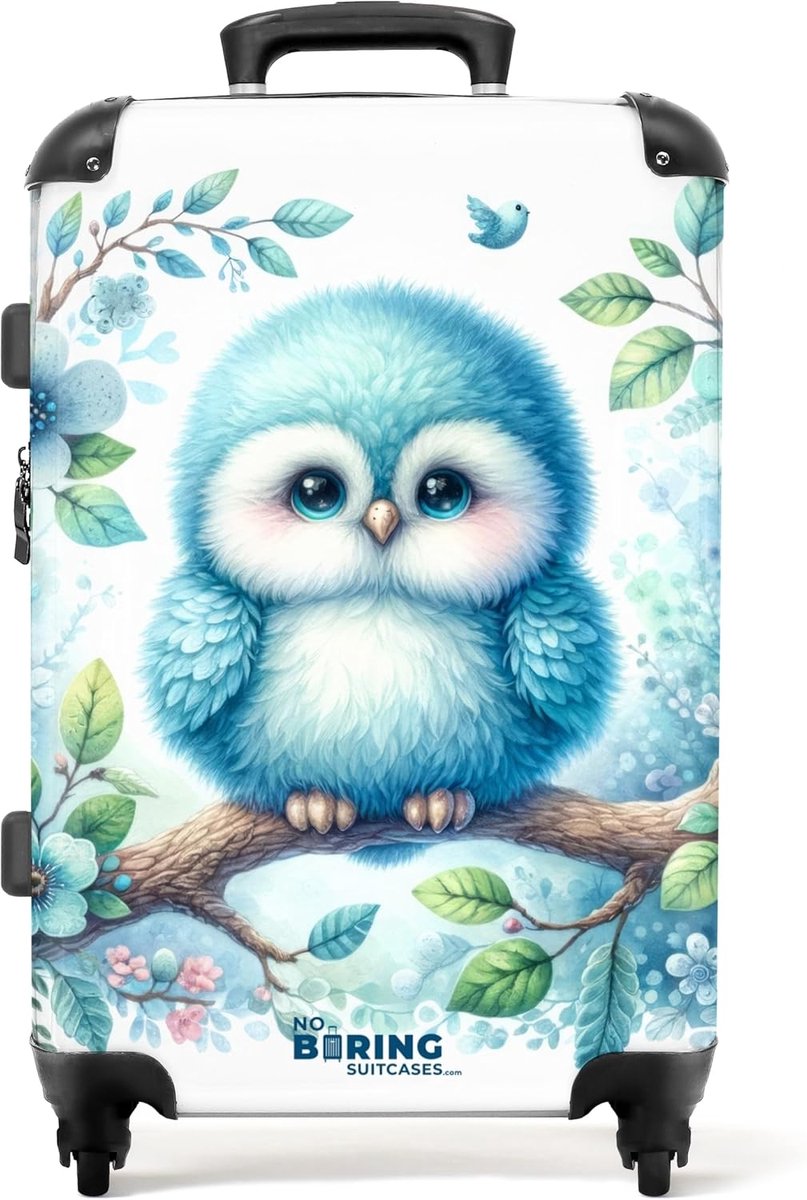 Kinderkoffer 67 cm - Blauwe uil - Veilig met TSA-slot - Ideaal voor luchtvaartreizen - ShopVlot