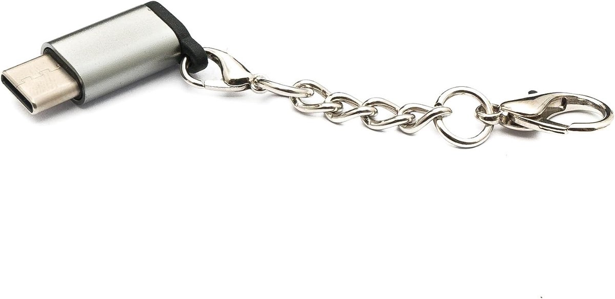 USB 3.1 Adapter Type C naar 2.0 Micro B - Grijs met ketting - 480 Mbit/s overdrachtssnelheid - ShopVlot