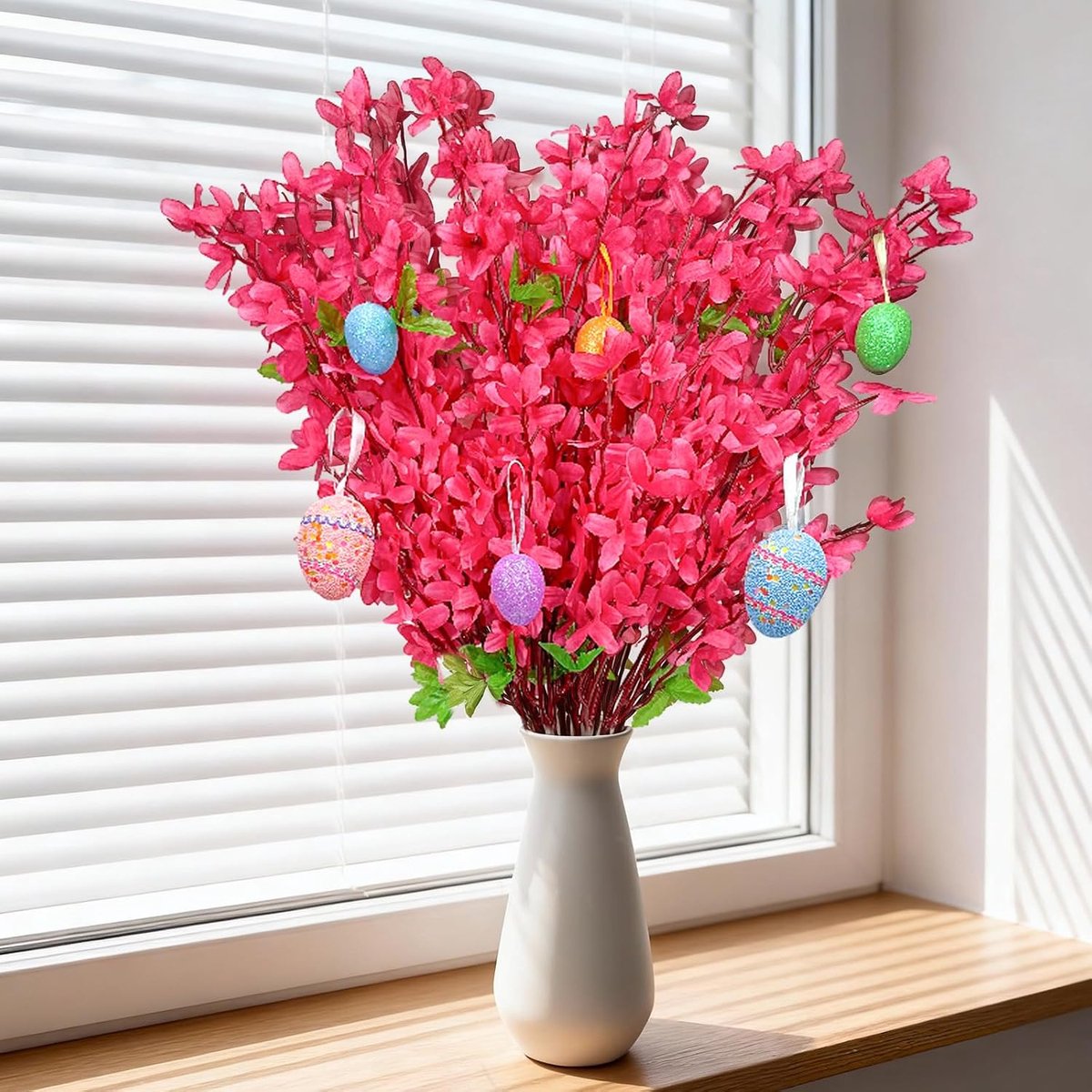 2 Forsythia takken kunstbloemen 60cm - voorjaarsdecoratie - dichte boeketten - ideaal voor vaas of tafel - ShopVlot