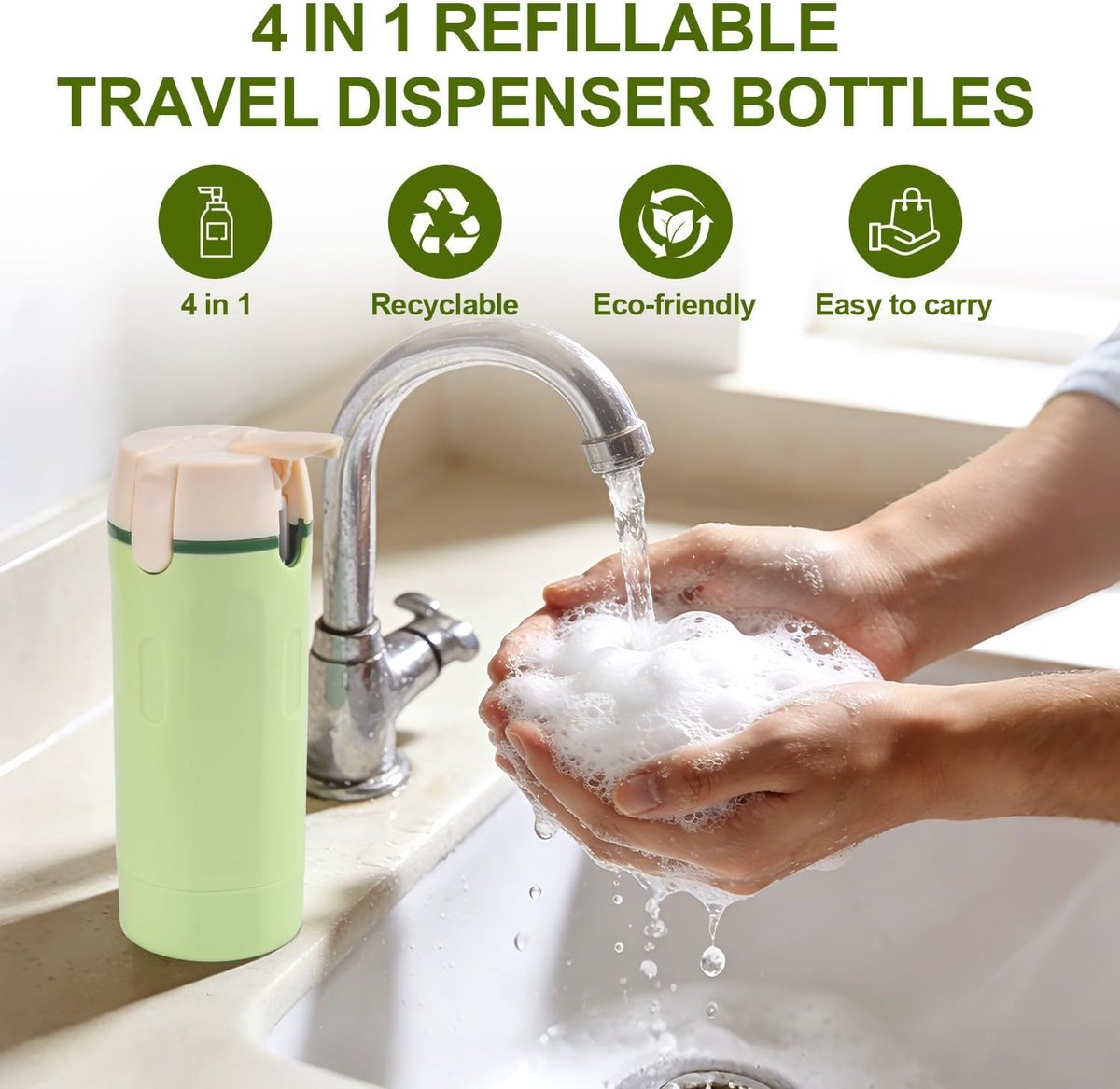 Reisdispenser flessen 4 in 1 - Compact formaat - Perfect voor onderweg - Handig voor vloeistoffen - ShopVlot