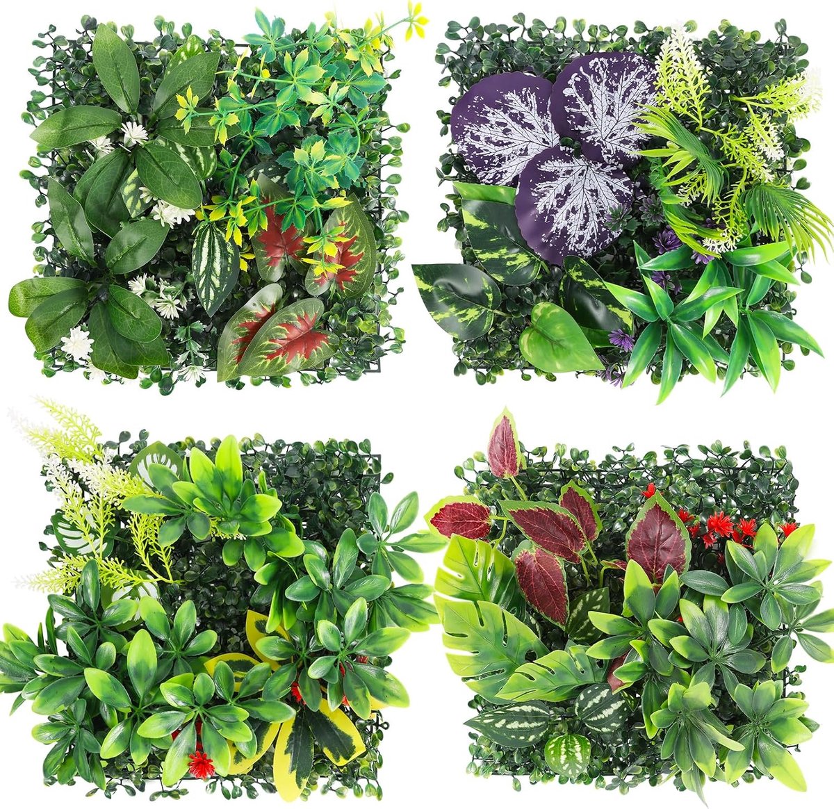Artificial Plant Wall 25 x 25 cm - Set van 4 - Kunstplanten voor Wandmontage - ShopVlot