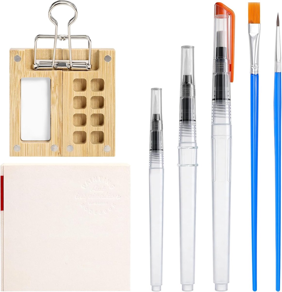 Mini aquarel set - 8 grids - draagbaar palet met clip - perfect voor kunstenaars en beginners - ShopVlot