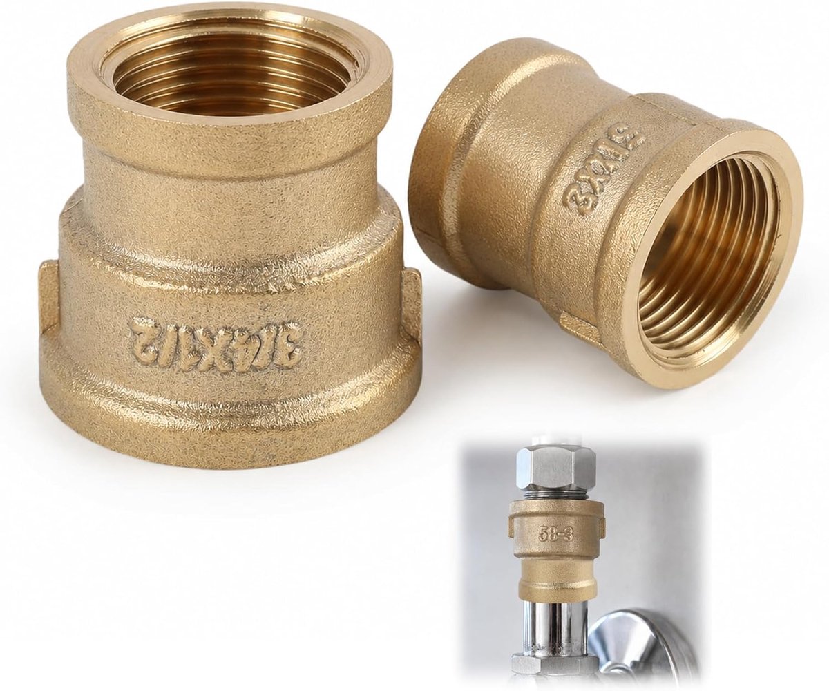 Reducer sleeve 3/4 inch naar 1/2 inch - messing - ideaal voor waterleidingen - duurzame verbinding - ShopVlot
