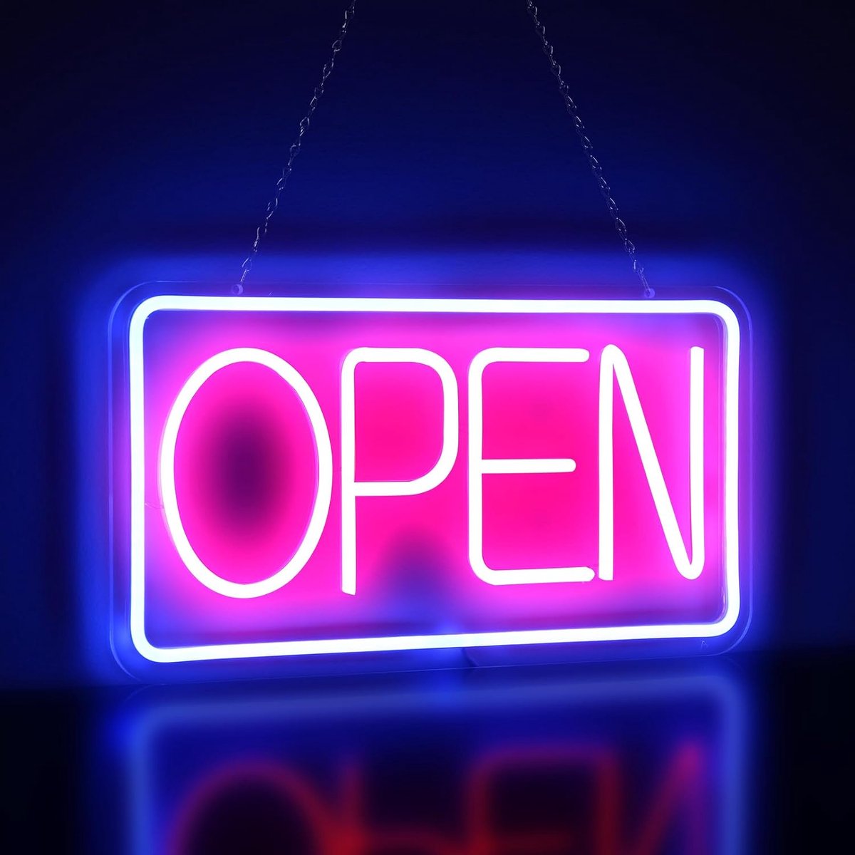 LED Open Sign 42 x 22 cm - Neon verlichting - Blauw en rood - Aantrekkelijk voor horeca - ShopVlot