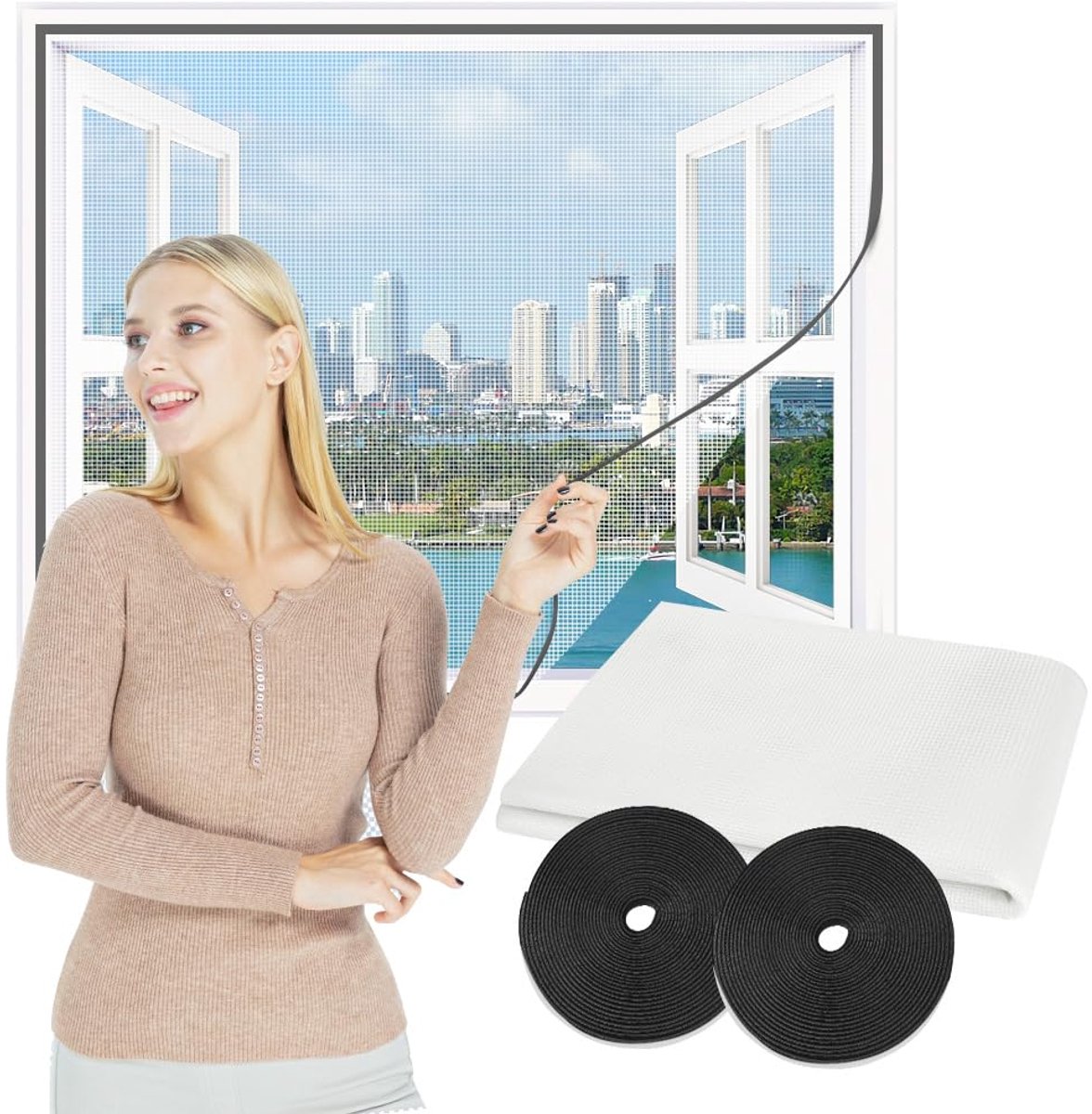 Vliegengaas voor ramen 250 x 120 cm - vlamvertragend glasvezel - snijdbaar - eenvoudig te bevestigen - ShopVlot