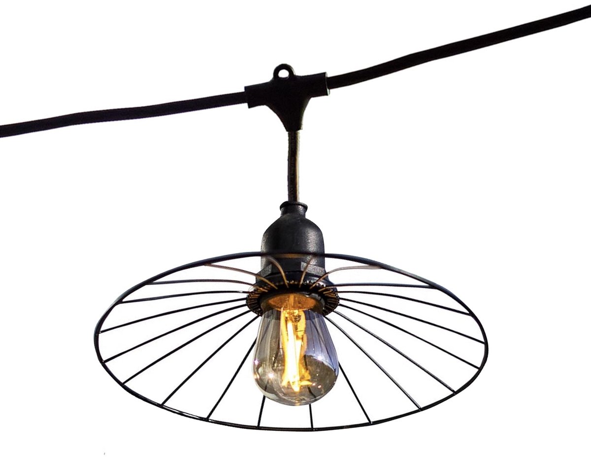 Lichtketting voor buiten 6 m - staal lampenkap - kooi-effect - sfeervolle verlichting voor tuin - ShopVlot