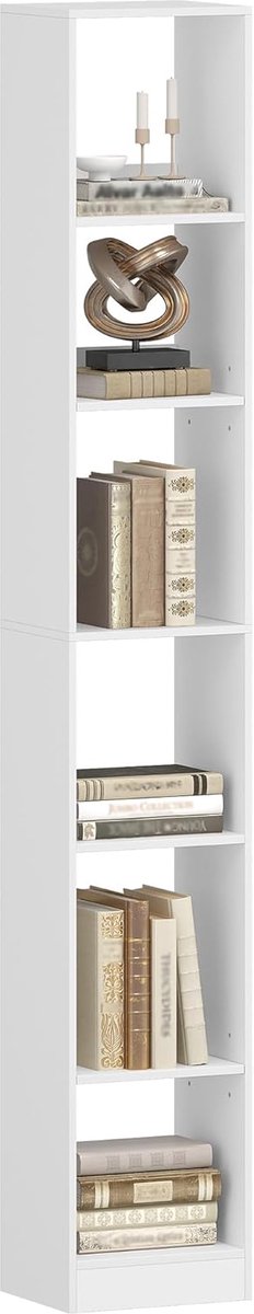 Hzuaneri Boekenkast, moderne open houten boekenplank,6-laags, wit