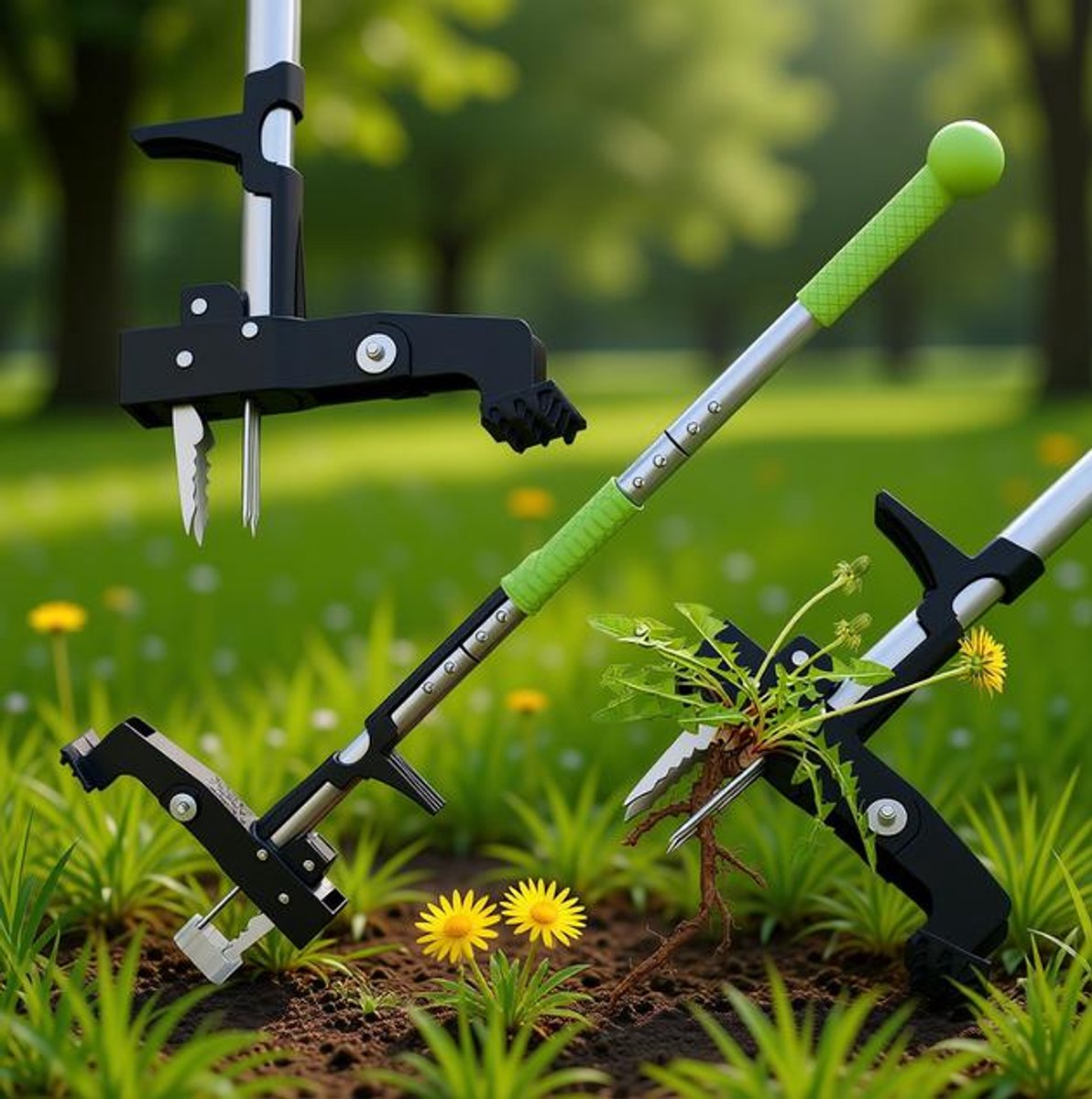 Staande Onkruidverwijderaar met 4 Klauwen en Voetpedaal - Lange Steel Onkruidtrekker voor Tuin, Terras en Gazon - Verwijdert Paardenbloemen en Onkruid zonder Bukken