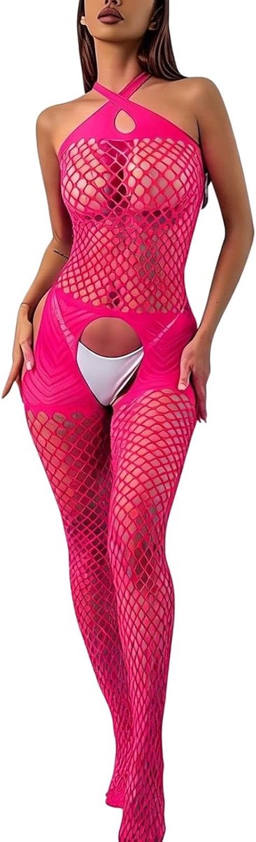 Bodystocking sexy visnet - mouwloos - transparant - perfect voor naughty clubwear - ShopVlot