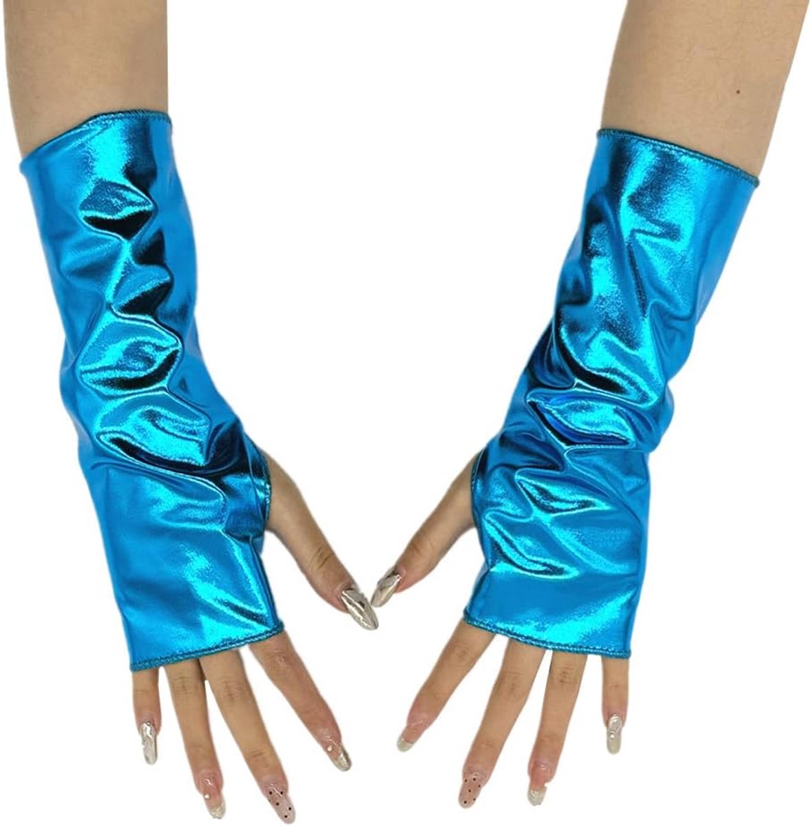 vingerloze handschoenen dames unisex - metallic - patentleer - perfect voor avondfeest - ShopVlot