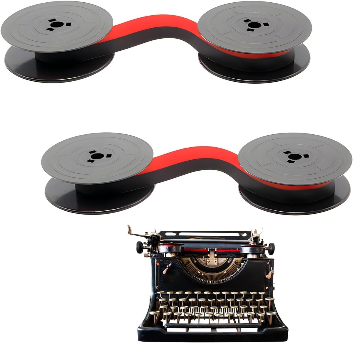 Typewriter tape 8 meter - rood en zwart - nylon typewriter strap - eenvoudig te installeren - ShopVlot