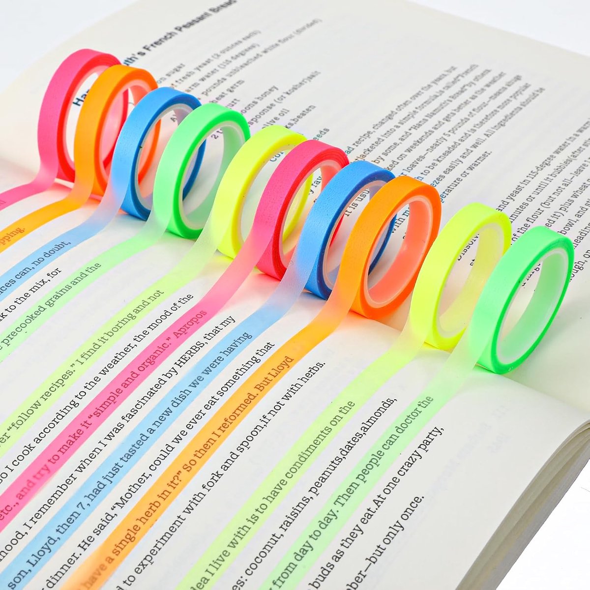 Marker tape 10 rollen - fluorescerend - makkelijk te verwijderen - ideaal voor studenten en leraren - ShopVlot
