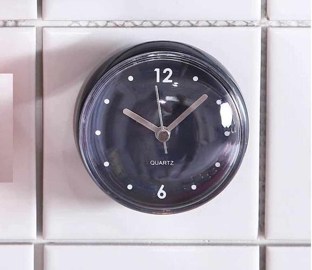 Badkamerklok zwart - Waterdichte quartz klok - Geschikt voor douche - Perfecte wandklok voor keuken - ShopVlot