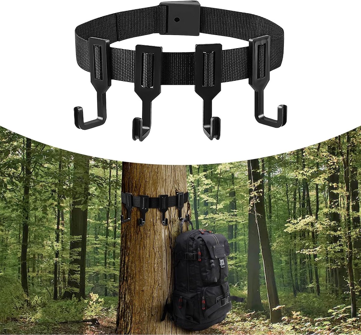 Treestand gear hangers - duurzame nylon strap - met 4 plastic haken - ideaal voor jacht en outdoor activiteiten - ShopVlot