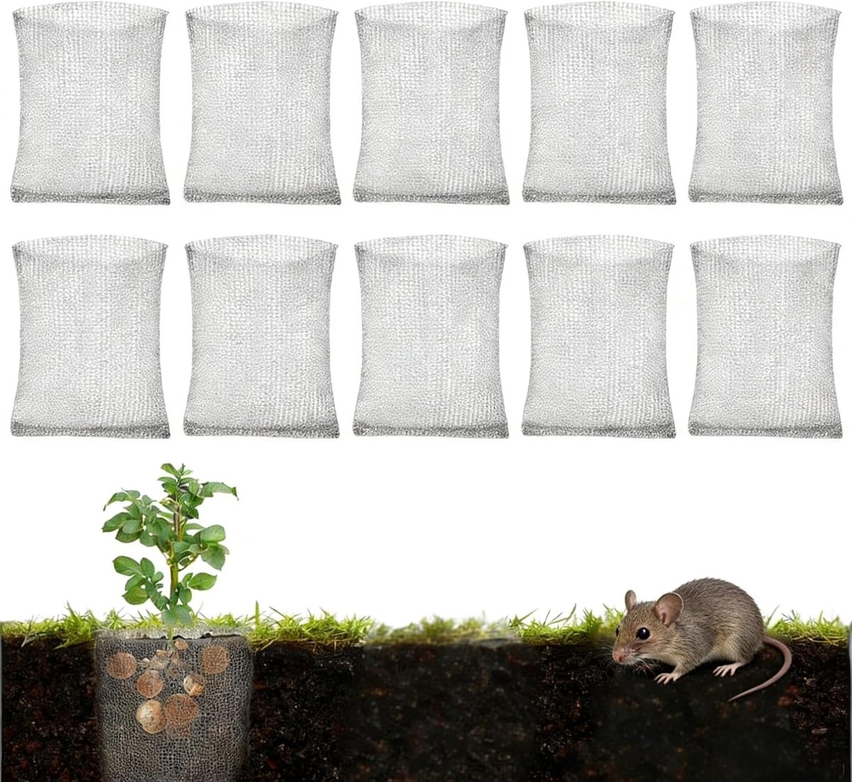 Fruitbeschermingsnetzakken 20x30 cm - 304 RVS - Gopherbestendig - Bescherming voor planten - ShopVlot