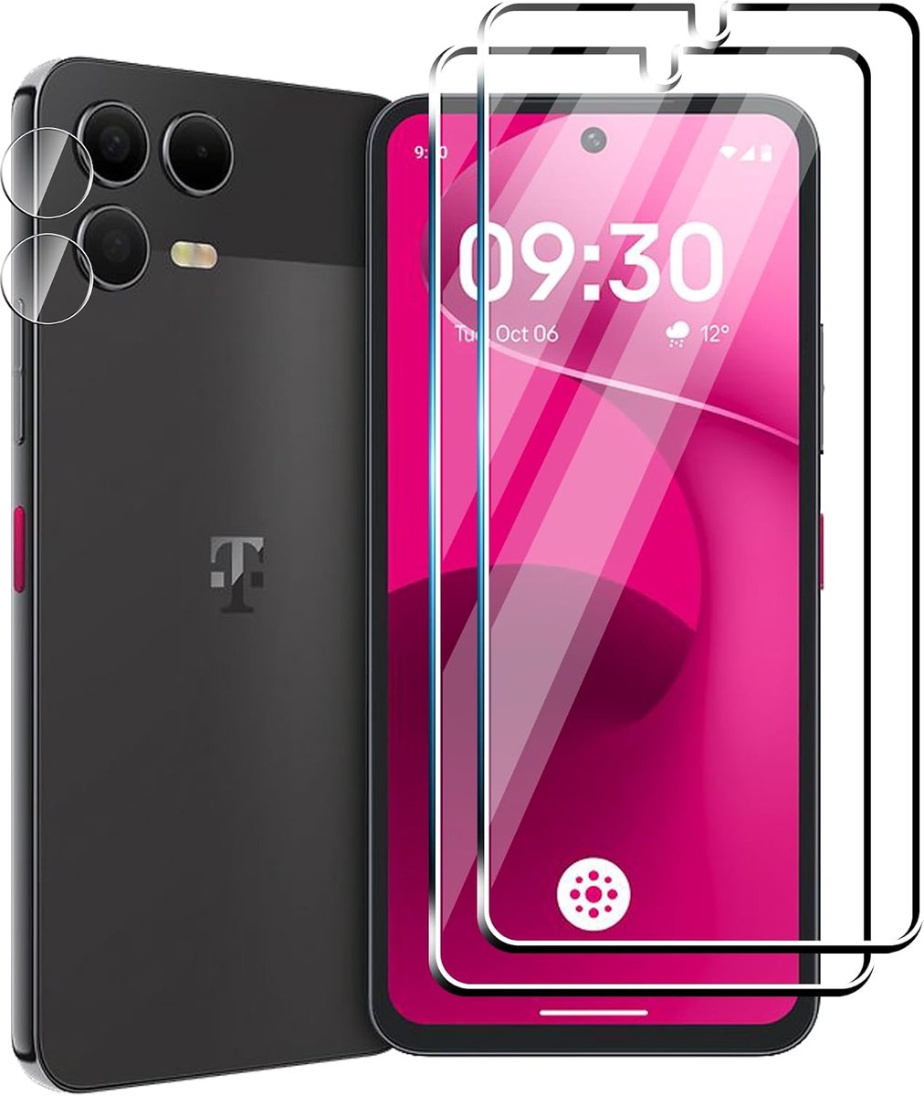 Screenprotector voor T Phone 3 Pro - 2x gehard glas - met camera lens bescherming - makkelijk te installeren - ShopVlot