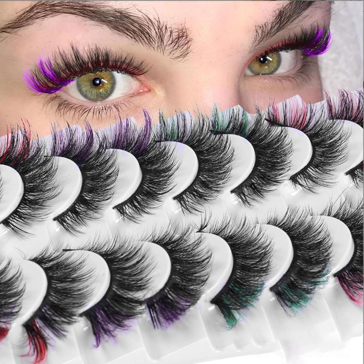 Nepwimpers kleurrijk - 7 paar - zachte 3D wimpers - ideaal voor Halloween - ShopVlot