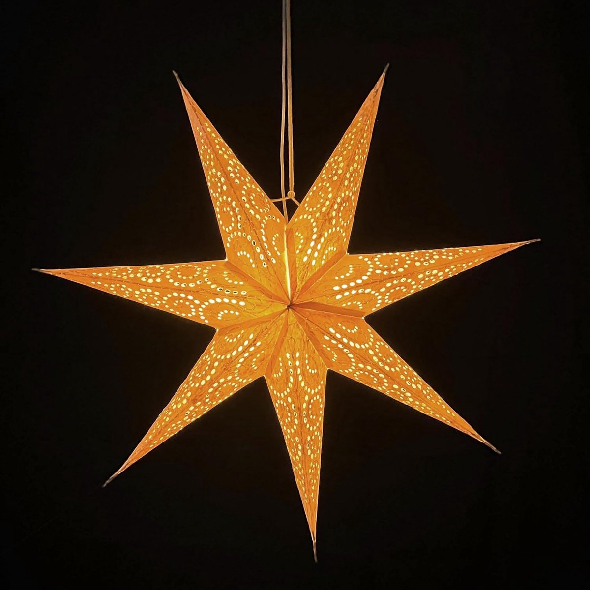 Papieren kerstster 60 cm - crème - handgemaakt - sfeervolle raamdecoratie - ShopVlot
