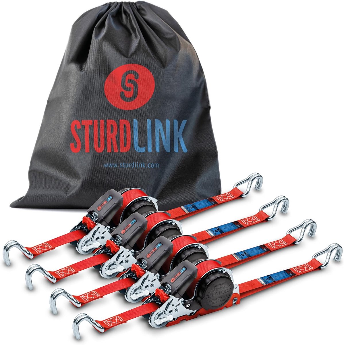Automatische ratelband 5 m - 25 mm - dubbele J haak - ideaal voor vrachtwagen en SUV - ShopVlot