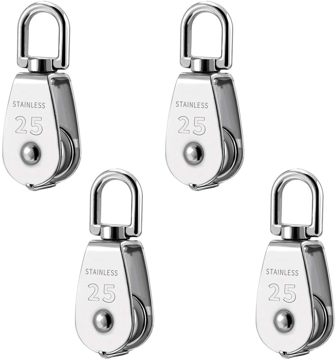 Pulley blok M25 - roestvrij staal - 100 kg draagvermogen - ideaal voor hijstoepassingen - ShopVlot