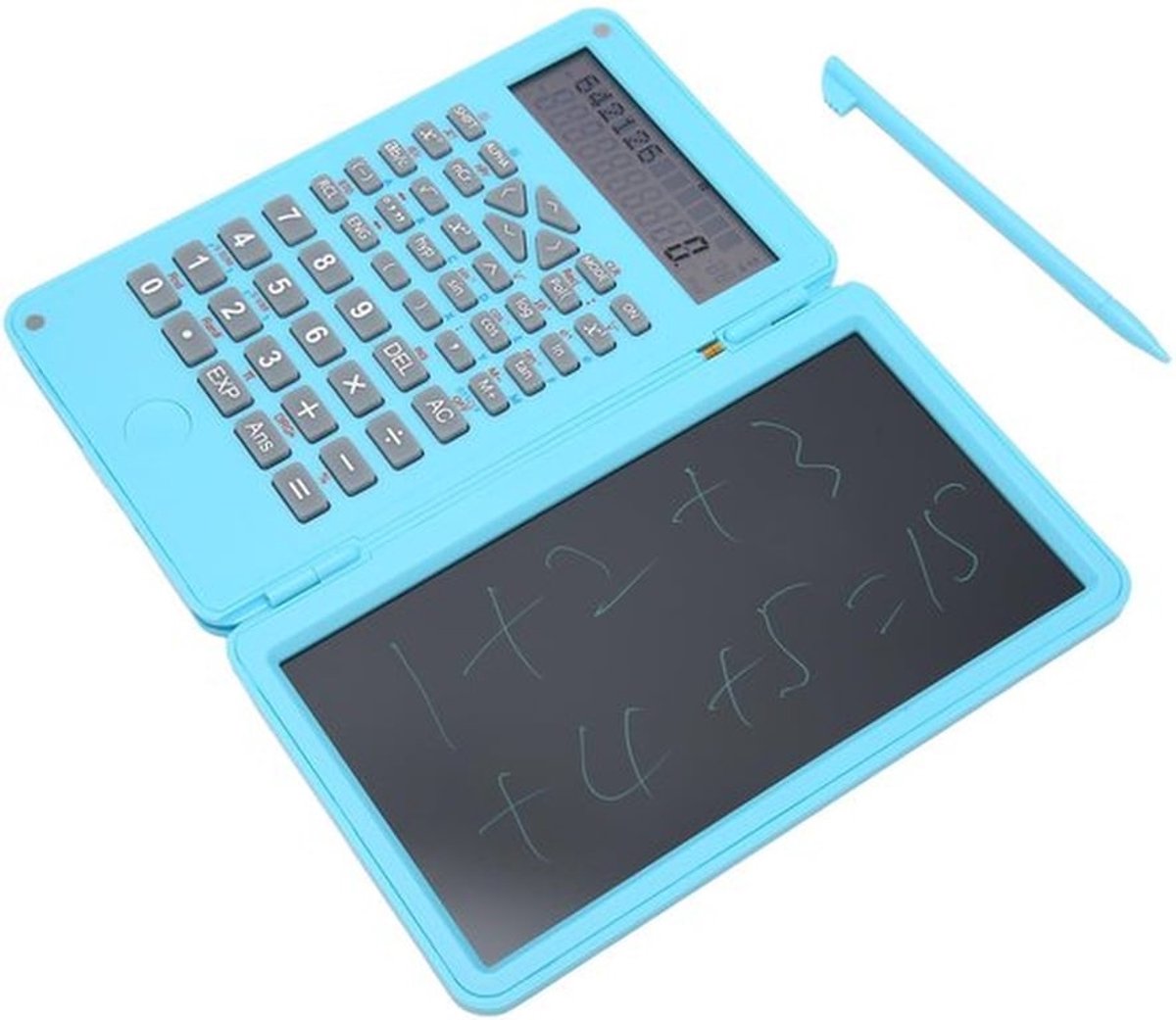Rekenmachine met notitieboek, desktoprekenmachines met schrijfscherm, groot ABS-scherm, stil ontwerp, lichtgewicht en draagbaar voor gezinnen (hemelsblauw, 30/40 pond)