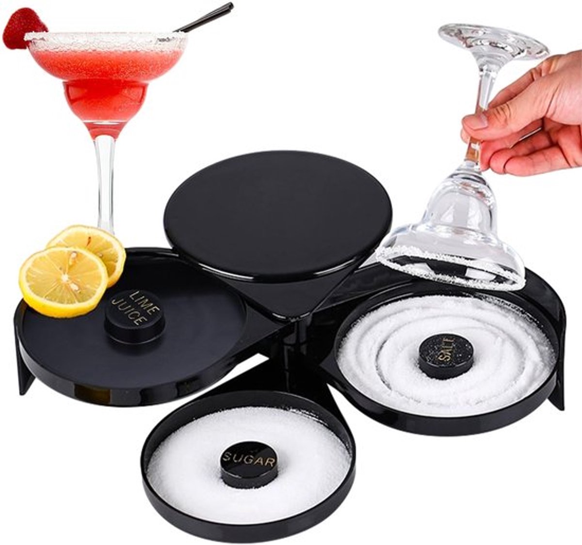 Margarita Salt Rimmer - 3-laags Cocktail Rimmer - Zwart met Suiker, Zout en Limoen Opbergbak