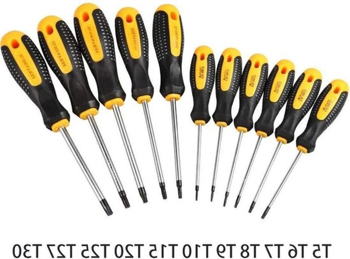 Torx Schroevendraaier Set T5-T30 met Magnetische Lange Schacht - Ster Tamperproof Schroevendraaier voor Thuis en Auto Reparatie