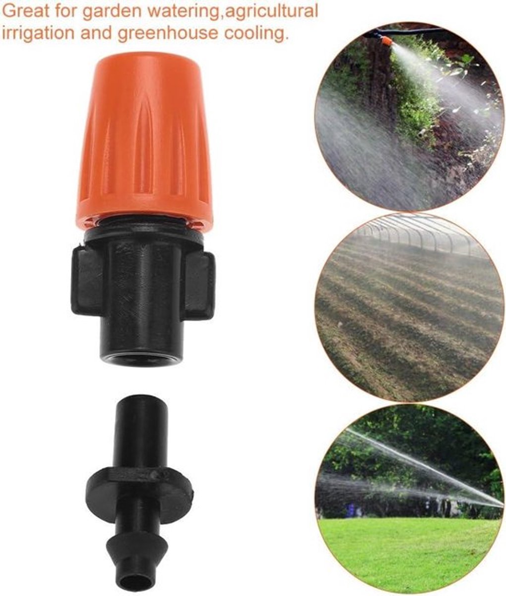 Verstelbare Tuin Watering Mist Nozzle Sprinkler Druppel Irrigatie Kits Hoofd Verstuiver Automatische Mist Koeling Irrigatie Systeem voor Tuin Kas Patio Gazon - 50 stks # 57437