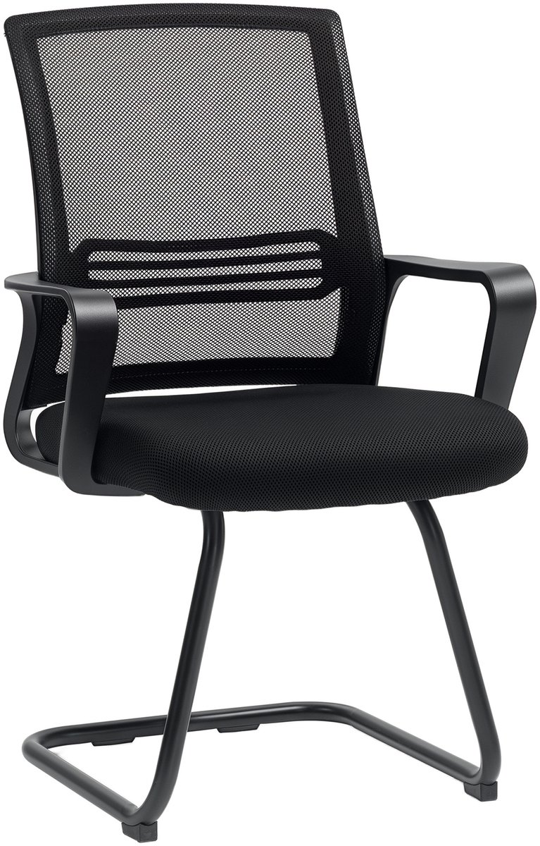 HOMCOM-Gastenstoel-Mesh-58,5x57,5x93cm-Zwart